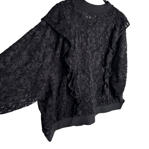 Torrid Ruffle Black Lace Bomber Jacket Plus Size 4XL Witchy Whimsigoth - Picture 7 of 12